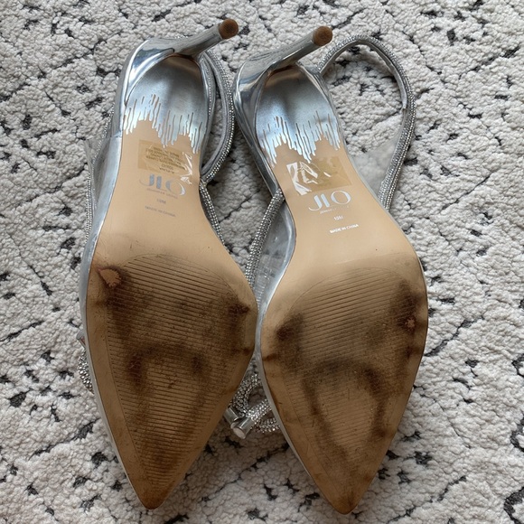 JLO Flina Heels | DSW | Sparkle Bow Silver Heels - Picture 2 of 4